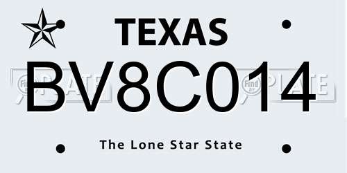 BV8C014 Texas License Plate