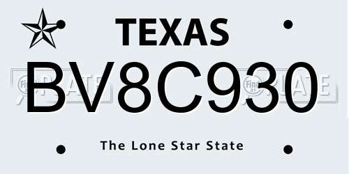 BV8C930 Texas License Plate