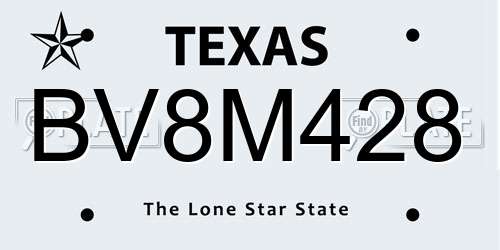 BV8M428 Texas License Plate