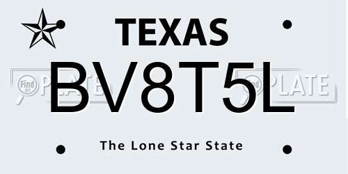 BV8T5L Texas License Plate