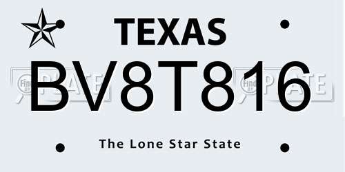 BV8T816 Texas License Plate