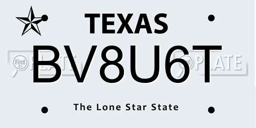 BV8U6T Texas License Plate
