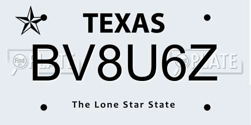 BV8U6Z Texas License Plate