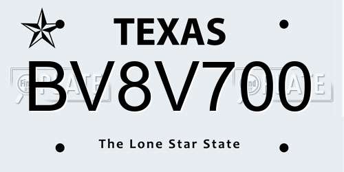 BV8V700 Texas License Plate