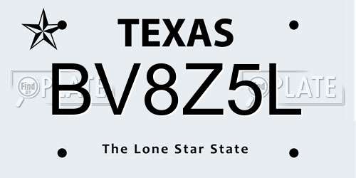 BV8Z5L Texas License Plate