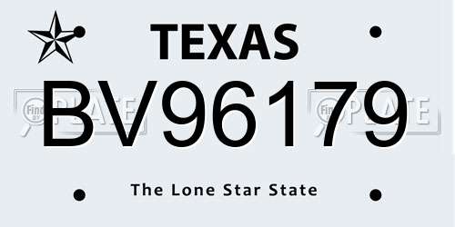 BV96179 Texas License Plate