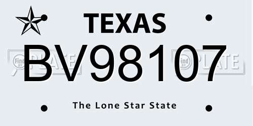 BV98107 Texas License Plate