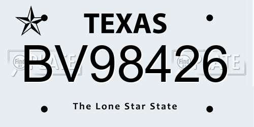 BV98426 Texas License Plate