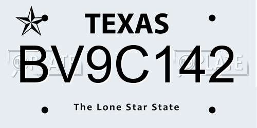 BV9C142 Texas License Plate