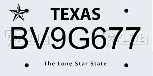 BV9G677 Texas License Plate