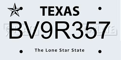 BV9R357 Texas License Plate
