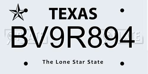 BV9R894 Texas License Plate
