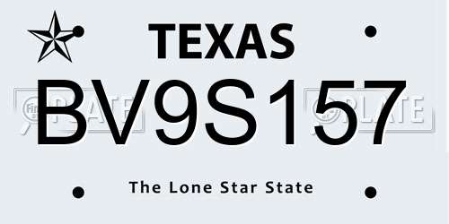 BV9S157 Texas License Plate