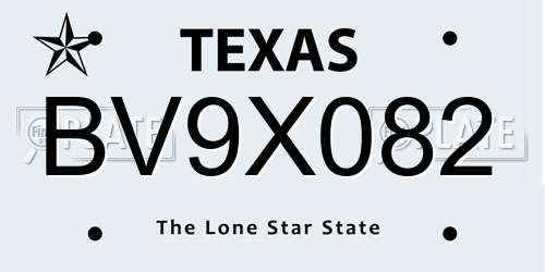 BV9X082 Texas License Plate