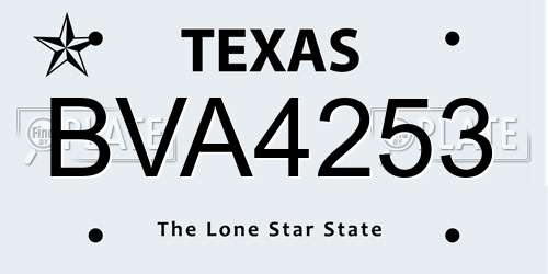 BVA4253 Texas License Plate