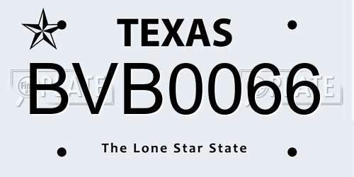 BVB0066 Texas License Plate