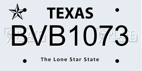 BVB1073 Texas License Plate