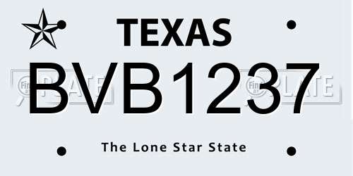 BVB1237 Texas License Plate