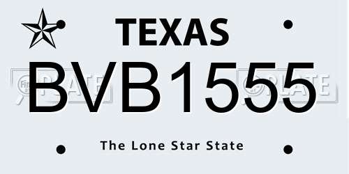 BVB1555 Texas License Plate