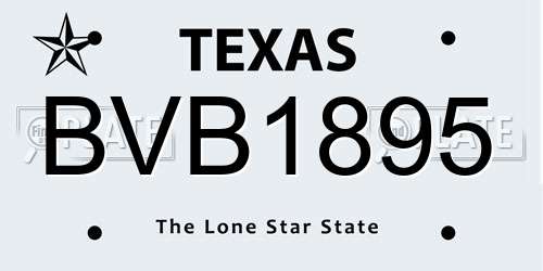 BVB1895 Texas License Plate