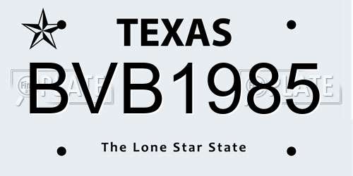 BVB1985 Texas License Plate