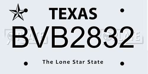 BVB2832 Texas License Plate