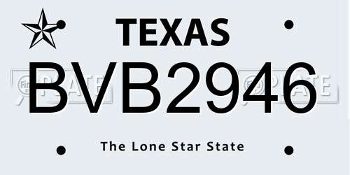 BVB2946 Texas License Plate