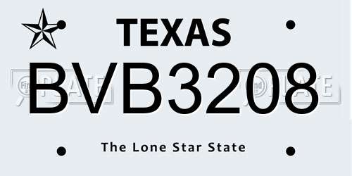 BVB3208 Texas License Plate