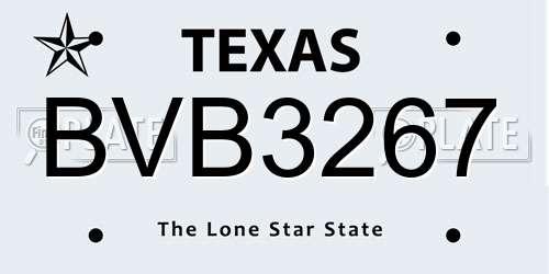 BVB3267 Texas License Plate