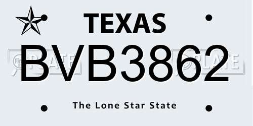 BVB3862 Texas License Plate