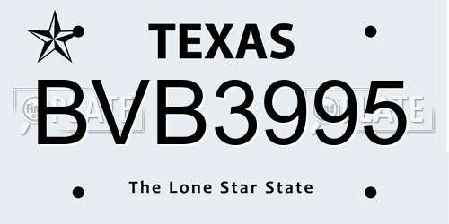 BVB3995 Texas License Plate