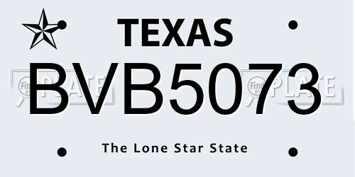 BVB5073 Texas License Plate