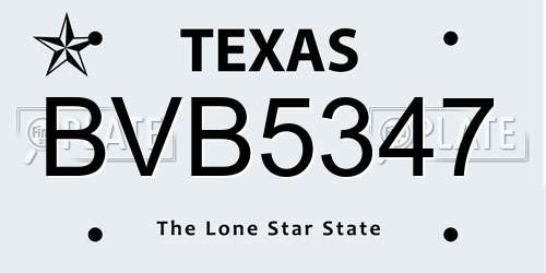 BVB5347 Texas License Plate