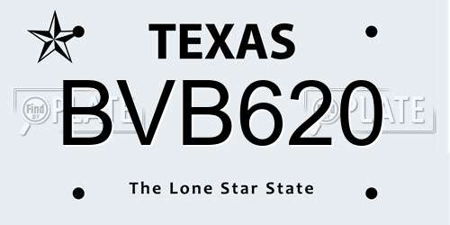 BVB620 Texas License Plate
