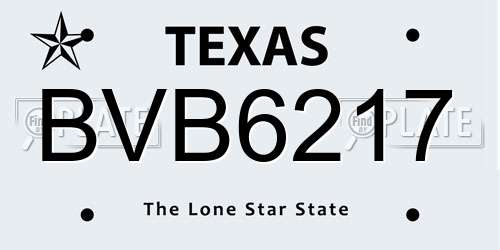 BVB6217 Texas License Plate