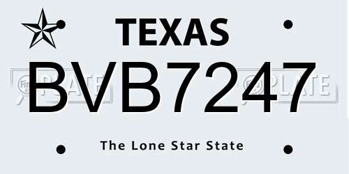 BVB7247 Texas License Plate