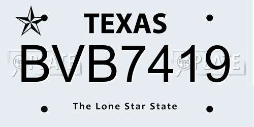 BVB7419 Texas License Plate