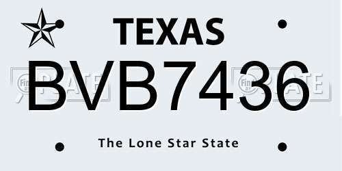 BVB7436 Texas License Plate