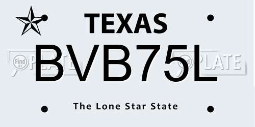 BVB75L Texas License Plate
