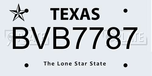 BVB7787 Texas License Plate