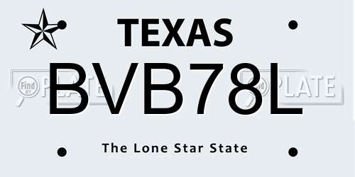 BVB78L Texas License Plate