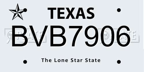 BVB7906 Texas License Plate