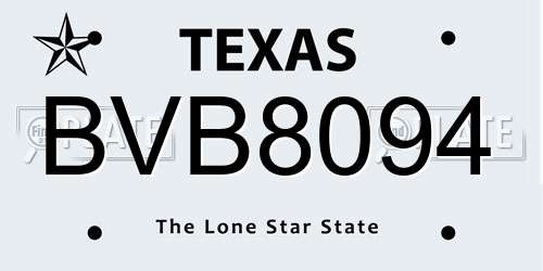 BVB8094 Texas License Plate