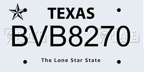 BVB8270 Texas License Plate