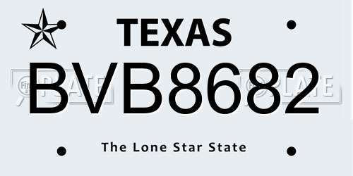 BVB8682 Texas License Plate