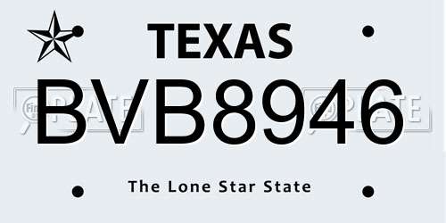 BVB8946 Texas License Plate