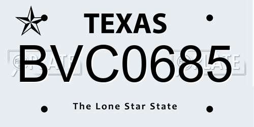 BVC0685 Texas License Plate