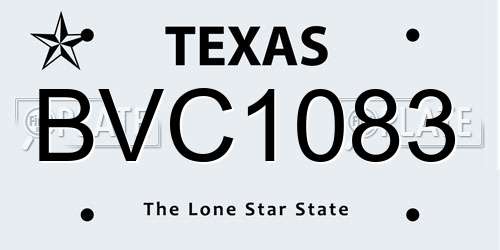 BVC1083 Texas License Plate