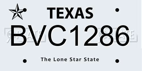 BVC1286 Texas License Plate