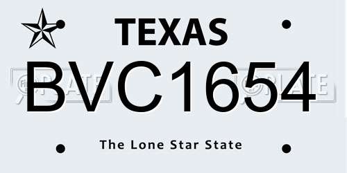 BVC1654 Texas License Plate